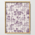 Toile de Jouy French Vintage Pastoral Plum & Cream Stripe Serving Tray Gallery Image 1