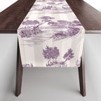 Toile de Jouy French Vintage Pastoral Plum & Cream Stripe Table Runner Gallery Image 1