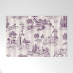 Toile de Jouy French Vintage Pastoral Plum & Cream Stripe Welcome Mat Gallery Image 1