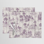 Toile de Jouy French Vintage Pastoral Plum & Cream Stripe Placemat Gallery Image 1