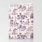 Toile de Jouy French Vintage Pastoral Plum & Cream Stripe Stationery Card Gallery Image 2