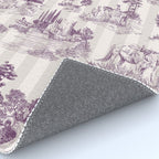 Toile de Jouy French Vintage Pastoral Plum & Cream Stripe Rug Gallery Image 4