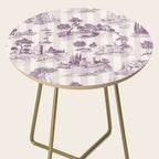 Toile de Jouy French Vintage Pastoral Plum & Cream Stripe Side Table Gallery Image 2