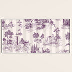 Toile de Jouy French Vintage Pastoral Plum & Cream Stripe Desk Mat Gallery Image 3