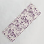 Toile de Jouy French Vintage Pastoral Plum & Cream Stripe Yoga Mat Gallery Image 1