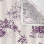 Toile de Jouy French Vintage Pastoral Plum & Cream Stripe Wall Tapestry Gallery Image 3