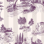 Toile de Jouy French Vintage Pastoral Plum & Cream Stripe Coffee Mug Gallery Image 2