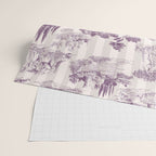 Toile de Jouy French Vintage Pastoral Plum & Cream Stripe Wrapping Paper Gallery Image 2