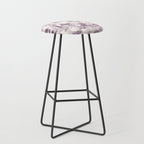 Toile de Jouy French Vintage Pastoral Plum & Cream Stripe Stool Gallery Image 1