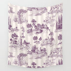 Toile de Jouy French Vintage Pastoral Plum & Cream Stripe Wall Tapestry Gallery Image 4