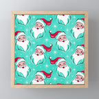 'Tis The Season Retro Santa Aqua Multi Pattern Mini Art Print Gallery Image 1