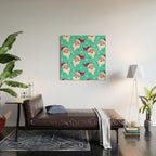 'Tis The Season Retro Santa Aqua Multi Pattern Wood Wall Art Gallery Image 2