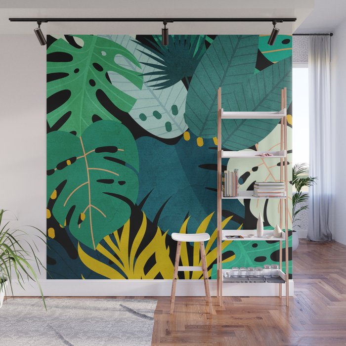 Tropical Jungle Leaves Wall Mural Gallery Image 1