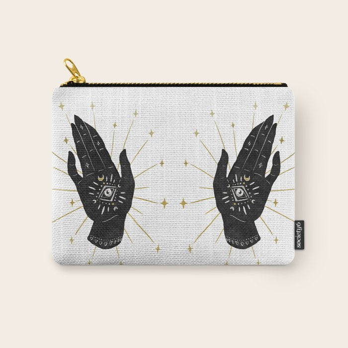 Mystic Hand with Eye - Black and Gold Ink Carry All Pouch Gallery Image 1