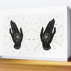 Mystic Hand with Eye - Black and Gold Ink Wall Mural Gallery Image 2