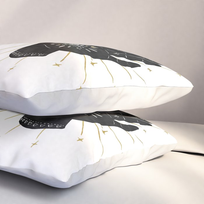 Mystic Hand with Eye - Black and Gold Ink Pillow Sham Gallery Image 3