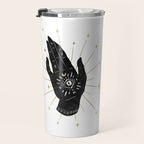 Mystic Hand with Eye - Black and Gold Ink Travel Mug Gallery Image 3