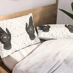 Mystic Hand with Eye - Black and Gold Ink Pillow Sham Gallery Image 2