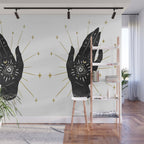 Mystic Hand with Eye - Black and Gold Ink Wall Mural Gallery Image 1