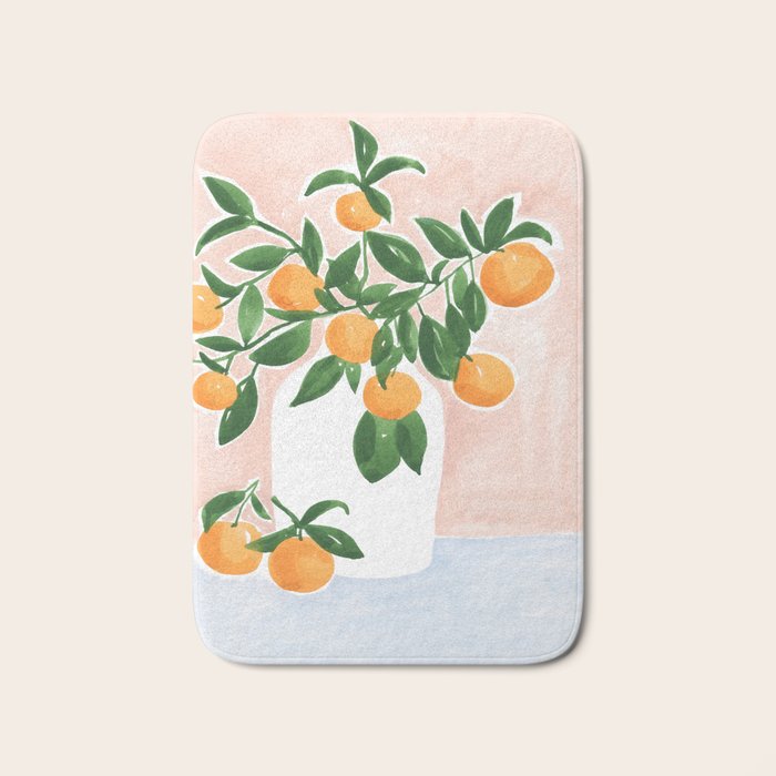 Orange Tree Branch in a Vase Bath Mat Gallery Image 1