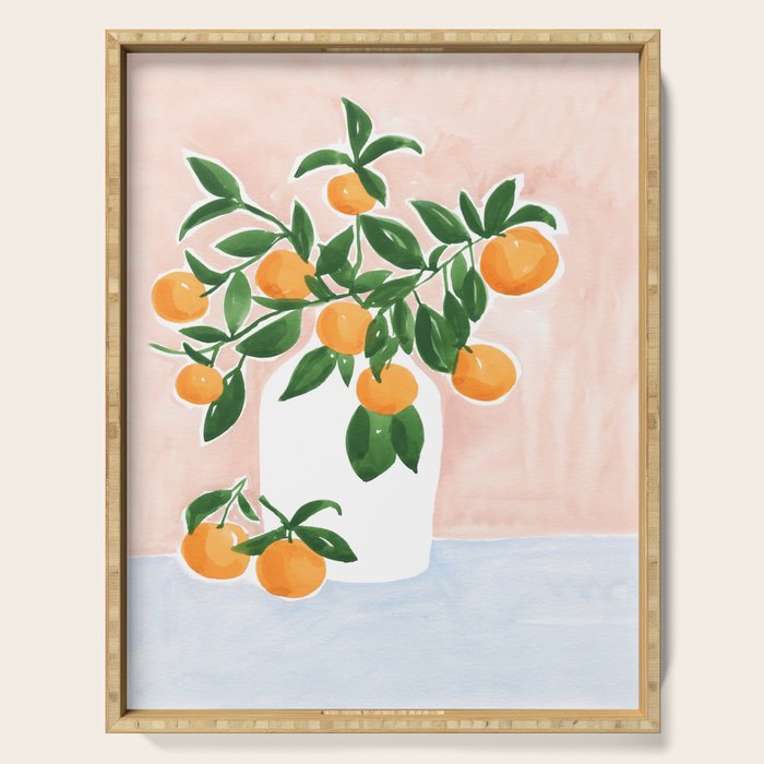 Orange Tree Branch in a Vase Serving Tray Gallery Image 1