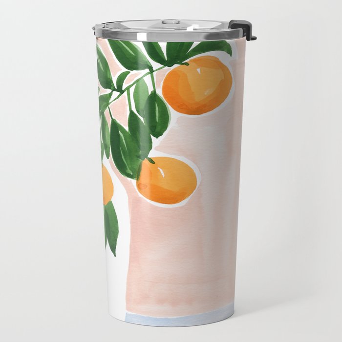 Orange Tree Branch in a Vase Travel Mug Gallery Image 2