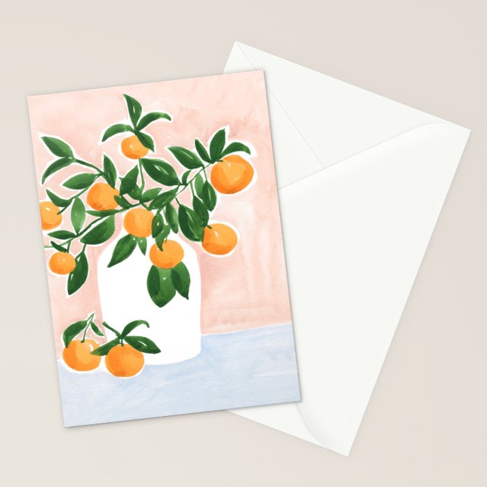 Orange Tree Branch in a Vase Stationery Card Gallery Image 2