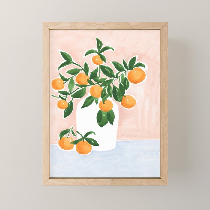Orange Tree Branch in a Vase Mini Art Print Gallery Image 1