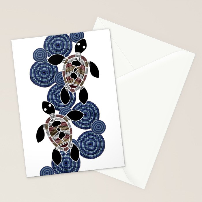 Authentic Aboriginal Art - Sea Turtles 2 Stationery Card Gallery Image 2
