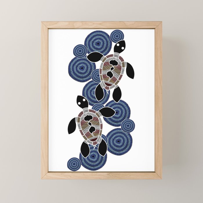 Authentic Aboriginal Art - Sea Turtles 2 Mini Art Print Gallery Image 1
