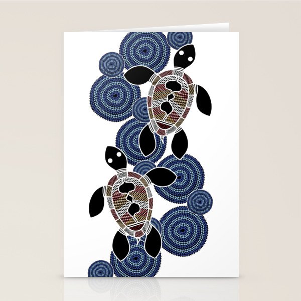 Authentic Aboriginal Art - Sea Turtles 2 Stationery Card Gallery Image 2