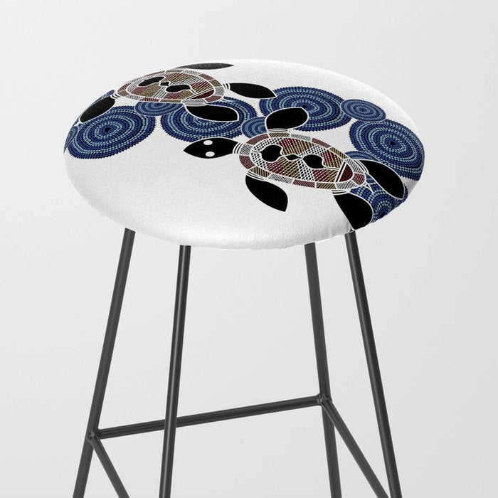 Authentic Aboriginal Art - Sea Turtles 2 Stool Gallery Image 2