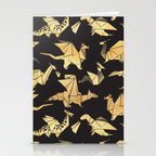 Origami metallic dragon friends // black background golden fantasy animals Stationery Card Gallery Image 2