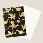 Origami metallic dragon friends // black background golden fantasy animals Stationery Card Gallery Image 2