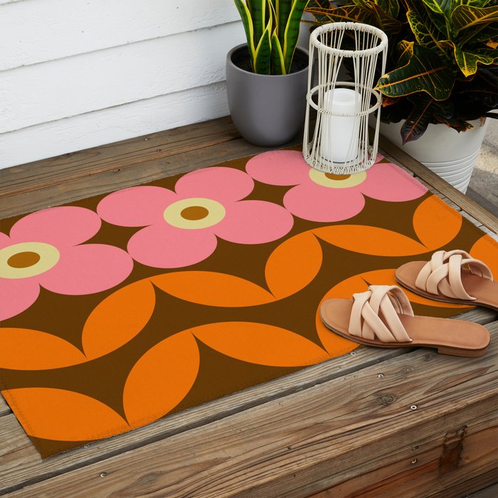 Retro Flower 10B Outdoor Rug Gallery Image 2