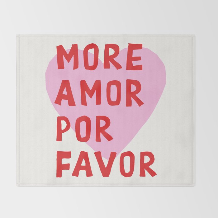 More Amor Por Favor in Pink and Red Throw Blanket Gallery Image 2