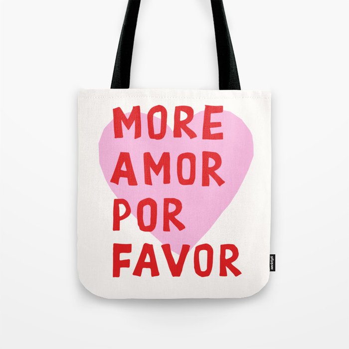 More Amor Por Favor in Pink and Red Tote Bag Gallery Image 1