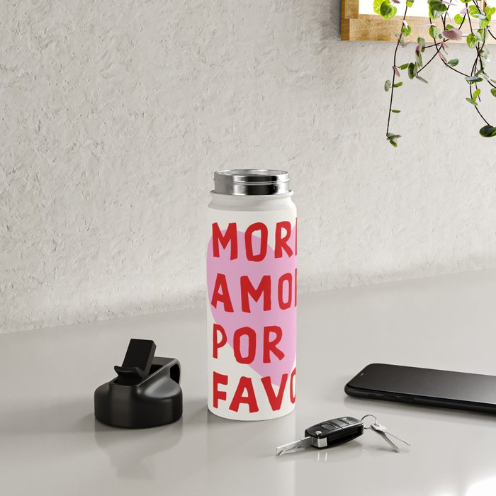 More Amor Por Favor in Pink and Red Water Bottle Gallery Image 4