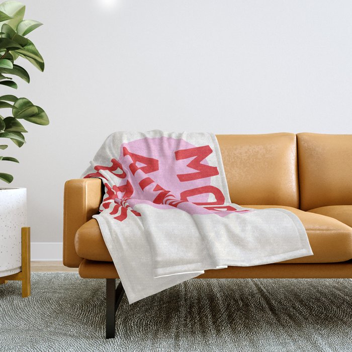 More Amor Por Favor in Pink and Red Throw Blanket Gallery Image 1