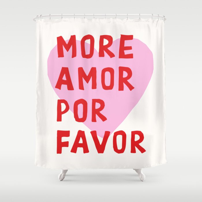 More Amor Por Favor in Pink and Red Shower Curtain Gallery Image 1