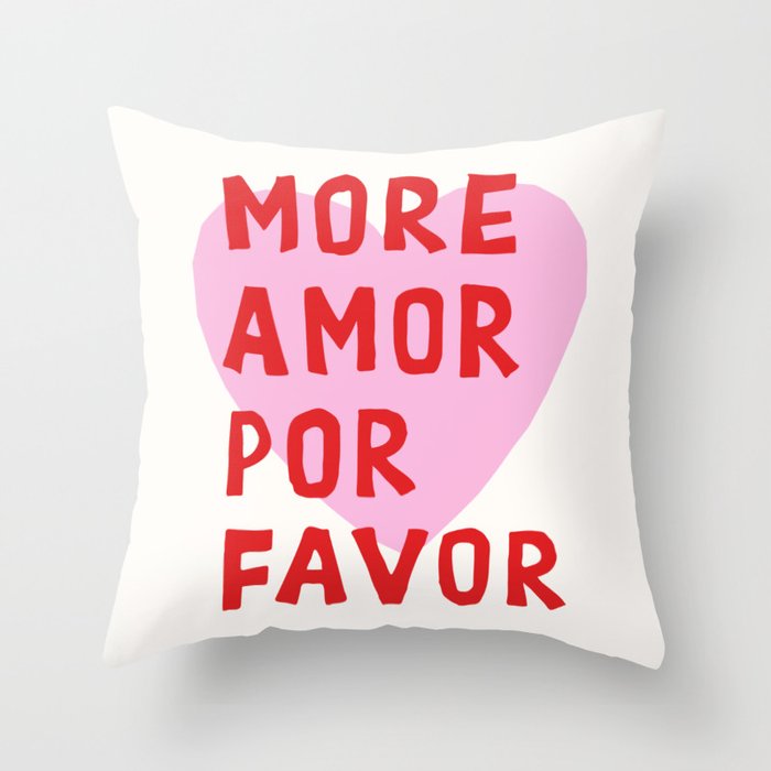 More Amor Por Favor in Pink and Red Throw Pillow Gallery Image 6