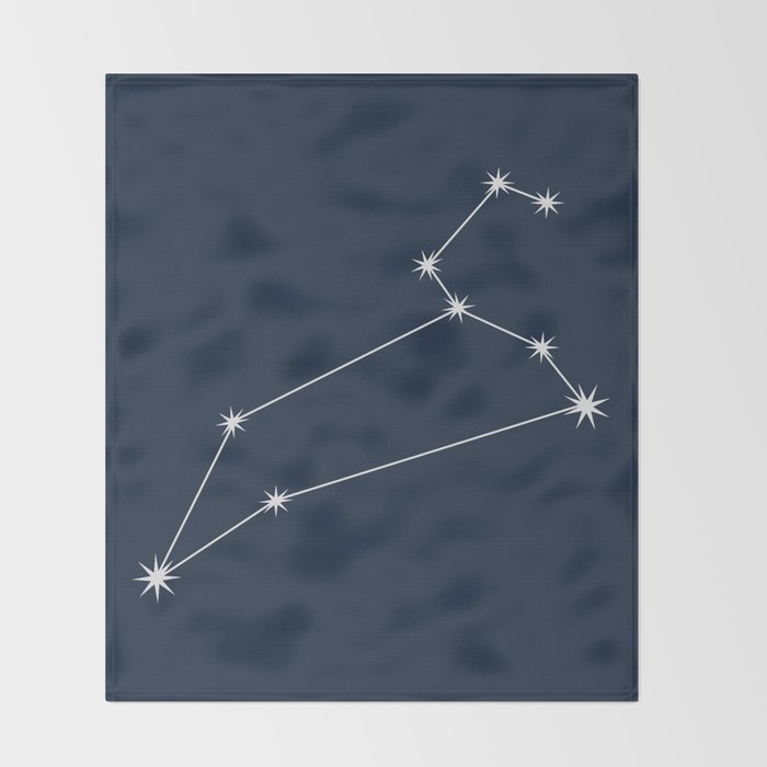 Leo Zodiac Star Constellation Line Art Dark Blue Throw Blanket Gallery Image 2