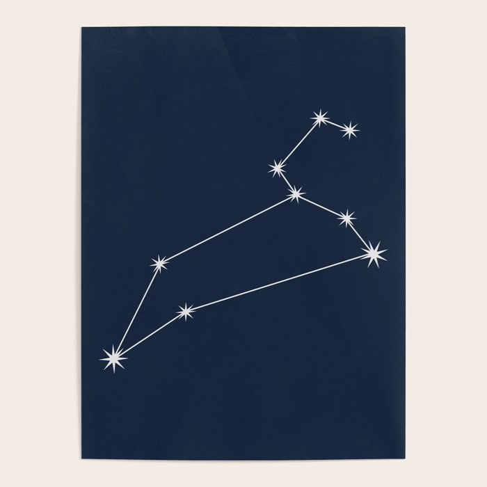 Leo Zodiac Star Constellation Line Art Dark Blue Poster Gallery Image 4