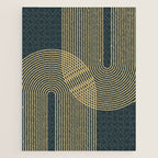 Geometric Lines Rainbows 19 in Slate Blue Gold Jigsaw Puzzle Gallery Image 1