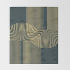 Geometric Lines Rainbows 19 in Slate Blue Gold Throw Blanket Gallery Image 2