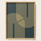 Geometric Lines Rainbows 19 in Slate Blue Gold Serving Tray Gallery Image 1