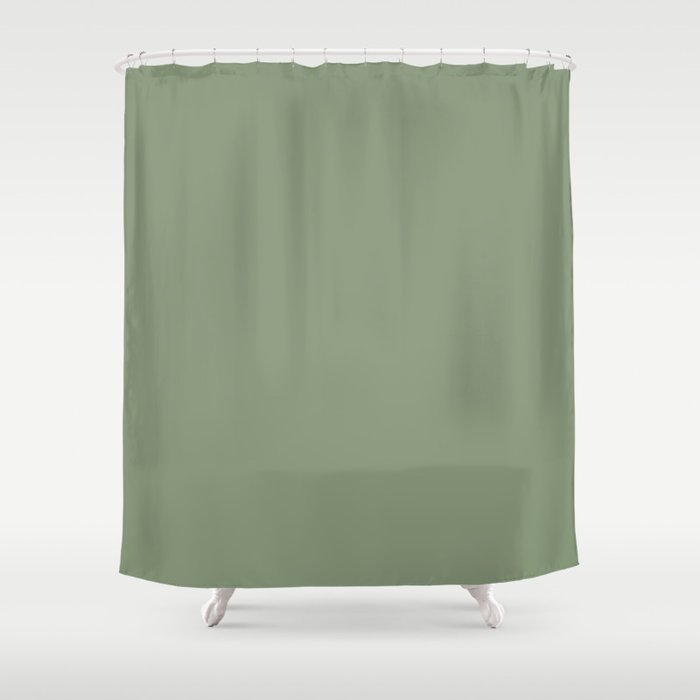 LAUREL TREE SOLID COLOR Plain Muted Green Shade Shower Curtain Gallery Image 1