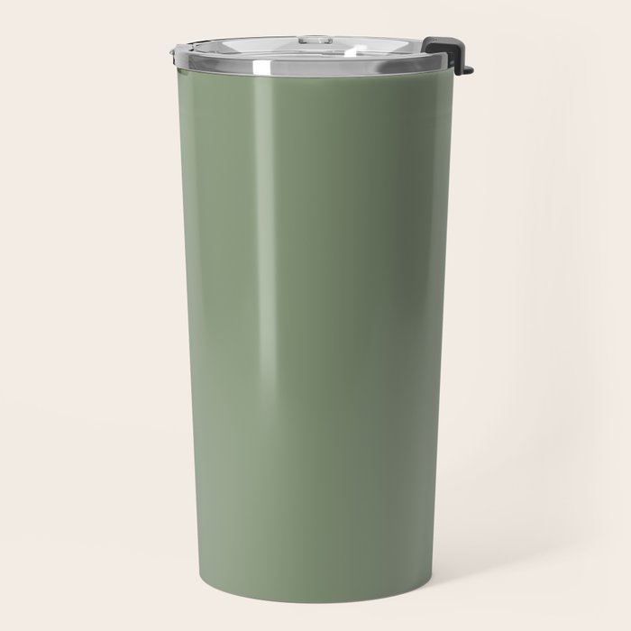LAUREL TREE SOLID COLOR Plain Muted Green Shade Travel Mug Gallery Image 2
