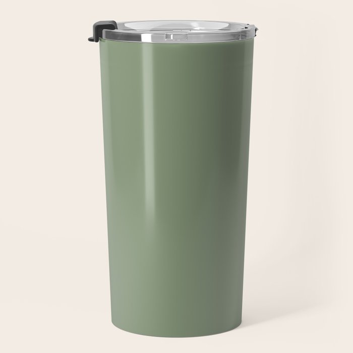 LAUREL TREE SOLID COLOR Plain Muted Green Shade Travel Mug Gallery Image 3