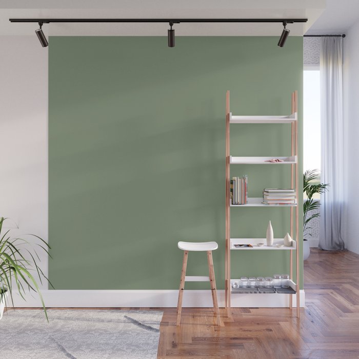 LAUREL TREE SOLID COLOR Plain Muted Green Shade Wall Mural Gallery Image 1